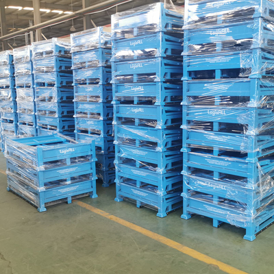 Robust Construction Grid Material Metal Pallet Crate Folding Mesh Container 2000kg