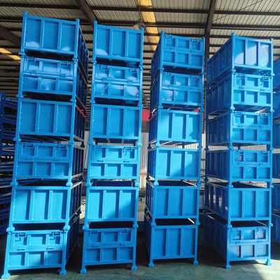 Robust Construction Grid Material Metal Pallet Crate Folding Mesh Container 2000kg