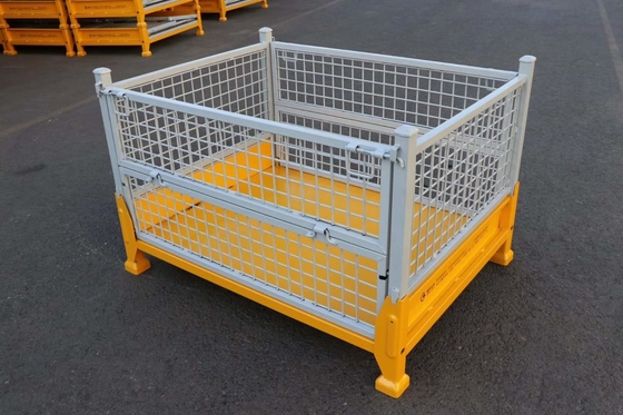 Collapsible Folding Stackable Metal Pallet Box Q235 Steel Warehouse Storage Cage