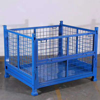 Customized Stackable Pallet Cage Powder Coating Steel Bulk Bins 1000kg Load Capacity