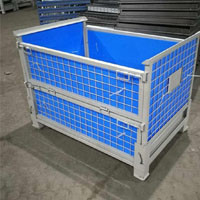 Customized Stackable Pallet Cage Powder Coating Steel Bulk Bins 1000kg Load Capacity