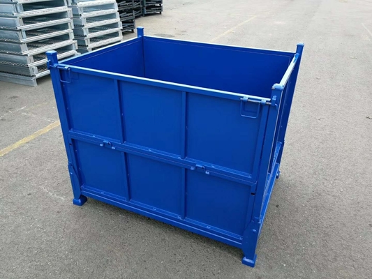 Customized Stackable Pallet Cage Powder Coating Steel Bulk Bins 1000kg Load Capacity