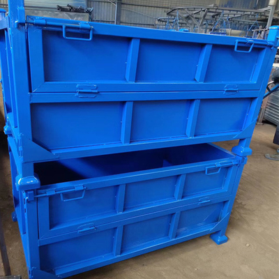 Customized Stackable Pallet Cage Powder Coating Steel Bulk Bins 1000kg Load Capacity