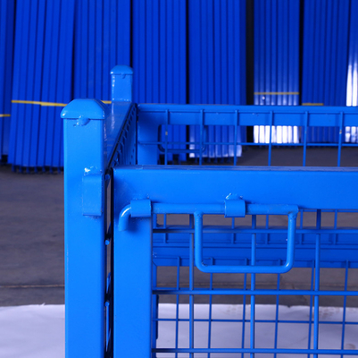 Customized Stackable Pallet Cage Powder Coating Steel Bulk Bins 1000kg Load Capacity