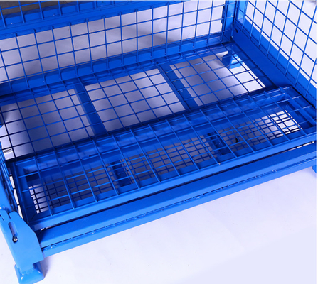 Customized Stackable Pallet Cage Powder Coating Steel Bulk Bins 1000kg Load Capacity