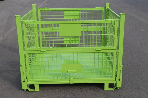 High Load Capacity 4 Stackable Pallet Cage Industrial Folding Metal Pallet Cage