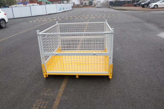 High Load Capacity 4 Stackable Pallet Cage Industrial Folding Metal Pallet Cage