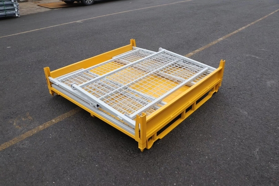 High Load Capacity 4 Stackable Pallet Cage Industrial Folding Metal Pallet Cage