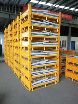 High Load Capacity 4 Stackable Pallet Cage Industrial Folding Metal Pallet Cage