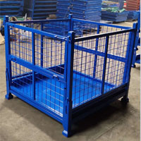High Load Capacity 4 Stackable Pallet Cage Industrial Folding Metal Pallet Cage