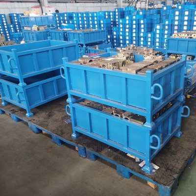 Industrial Grade Steel Grid Metal Pallet Box Powder coated For Warehouse Storage