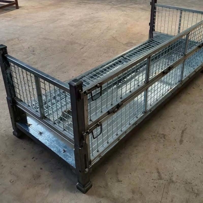 Steel Constructed Stackable Pallet Boxes Folding Design For Warehouse Organization