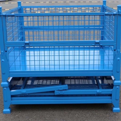 Industrial Warehouse Grid Storage Metal Pallet Box Space Saving Design Multiple Colors