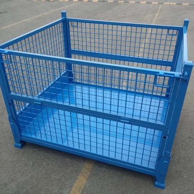 Multiple Colors Stackable Metal Pallet Box Galvanized Steel Wire Mesh Container