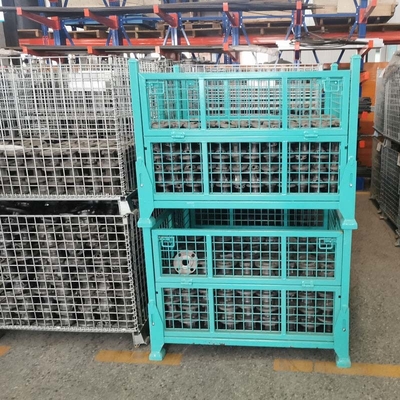 Steel Construction Foldable Wire Mesh Container Easy Organization Industrial Use