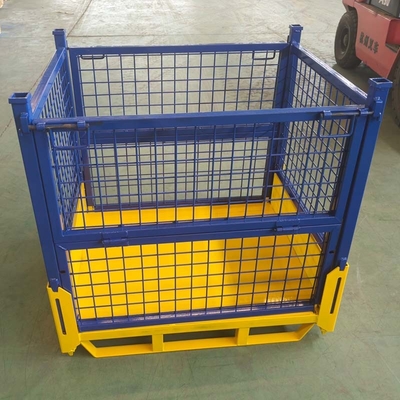 Steel Construction Foldable Wire Mesh Container Easy Organization Industrial Use