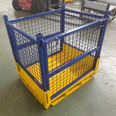 Steel Construction Foldable Wire Mesh Container Easy Organization Industrial Use