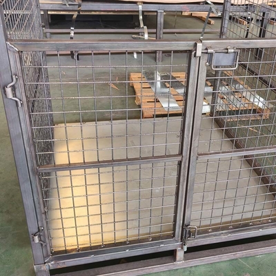 High Strength Steel Heavy Duty Storage Cage Nestable Design For Warehouse Transport