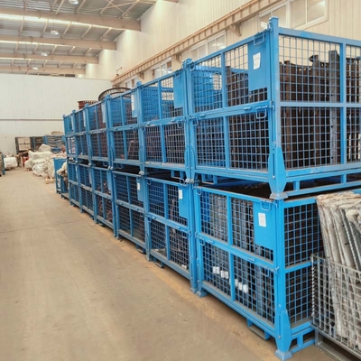 High Strength Steel Heavy Duty Storage Cage Nestable Design For Warehouse Transport