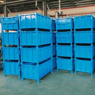 Industrial Warehouse Grid Metal Pallet Box With Foldable And Multiple Colors