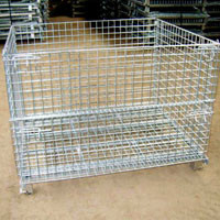 Mild Steel Q235 Folding Wire Container Cages Industrial Storage Bin Rugged Construction