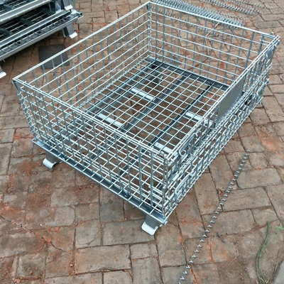 Mild Steel Q235 Folding Wire Container Cages Industrial Storage Bin Rugged Construction
