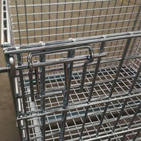 Customized Industrial Wire Mesh Containers Stackable Galvanized Steel Foldable Wire Mesh Pallet Cage