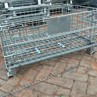 Customized Industrial Wire Mesh Containers Stackable Galvanized Steel Foldable Wire Mesh Pallet Cage