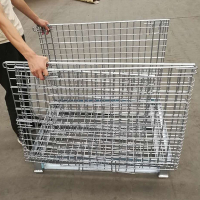Stackable 4 Wire Mesh Cages High Storage Galvanized Construction Metal Pallet Cage