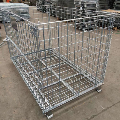 Stackable 4 Wire Mesh Cages High Storage Galvanized Construction Metal Pallet Cage