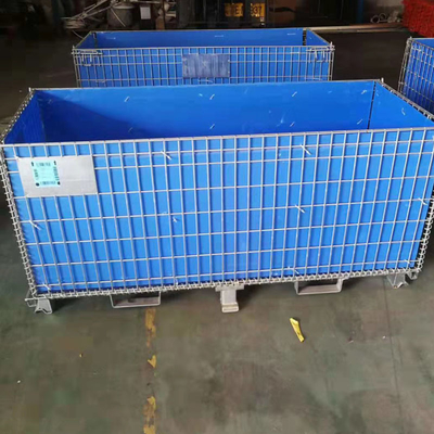 Galvanized Surface Wire Mesh Storage Cages Wire Container 4 High Stacking Height
