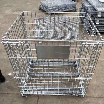 Galvanized Surface Wire Mesh Storage Cages Wire Container 4 High Stacking Height