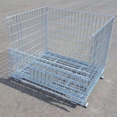 Galvanized Surface Wire Mesh Storage Cages Wire Container 4 High Stacking Height