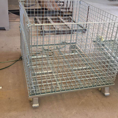 Medium Duty Foldable Stackable Large Wire Mesh Container Rust Resistant 500-1000KG Capacity