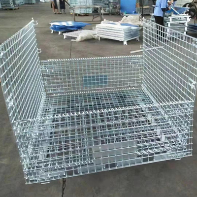 Heavy Duty Collapsible Wire Mesh Cages Foldable Structure With Caster Wheels
