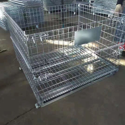 Heavy Duty Collapsible Wire Mesh Cages Foldable Structure With Caster Wheels
