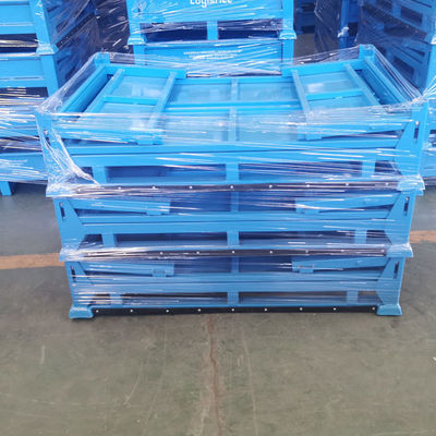Foldable Steel Pallet Box with High Load Capacity and Stackable Design for Industrial Storage