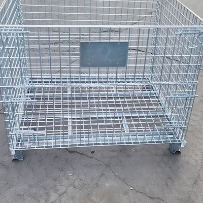 Customized Collapsible Foldable Stackable Wire Mesh Container Warehouse Storage Cage Sale For