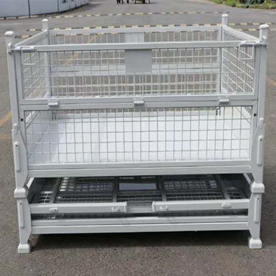 Grid Material Box Metal Turnover Box For Warehouse Storage Metal Mesh Container