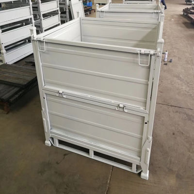 Customized Metal Pallet Bins Foldable Stackable Metal Pallet Box Storage Cage For Warehouse Storage