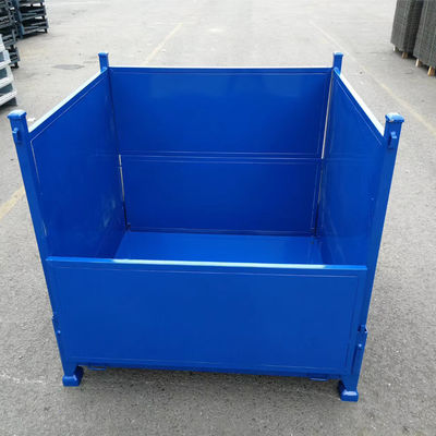 Customized Metal Pallet Bins Foldable Stackable Metal Pallet Box Storage Cage For Warehouse Storage