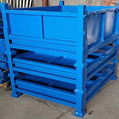 Customized Metal Pallet Bins Foldable Stackable Metal Pallet Box Storage Cage For Warehouse Storage