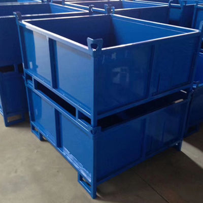 Foldable Design High Load Capacity Stackable Metal Pallet Box for Warehouse Storage