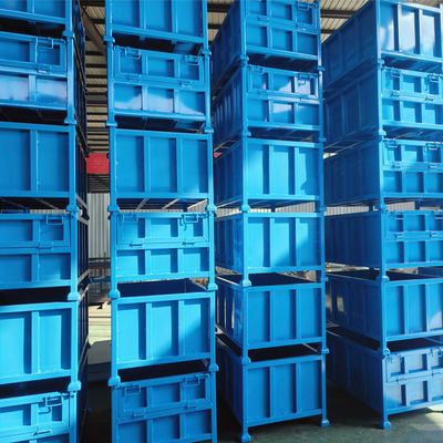 Industrial Storage Box Stackable Foldable Metal Pallet Box With Customizable Size For Warehouse Storage