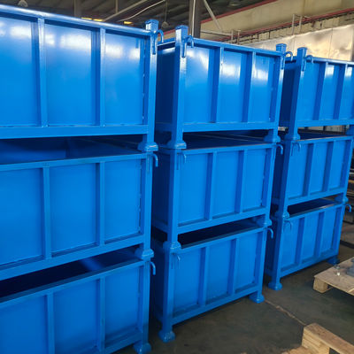 Steel Material Metal Pallet Box Heavy Duty Collapsible Folding Stackable  Material Box