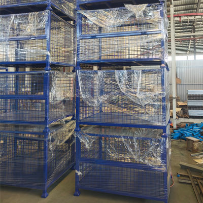 Stackable Steel Storage Mesh Bin Warehouse Storage Cage  Industry Parts Box