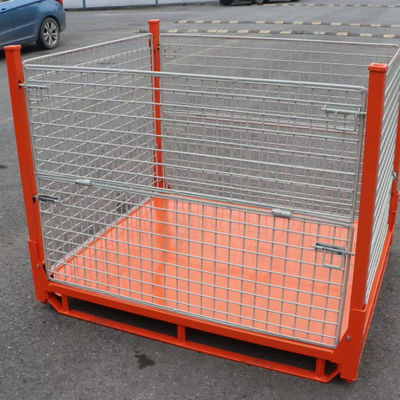 Steel Mesh Storage Bin With Foldable Design Heavy Duty Capacity For Warehouse Storage Industrial Wire Mesh Containers