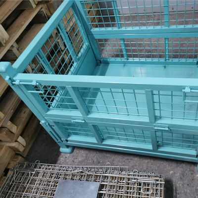 Warehouse Storage Metal Pallet Cage Stacking Folding Steel Container Industrial Storage Box