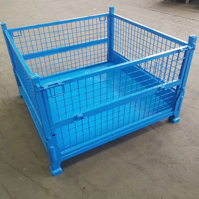 Customized Metal Pallet Box Foldable Steel  Storage Grid Material Box For Sale