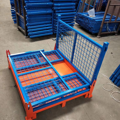 Custom Design Fold Metal Wire Mesh Storage Cage Container Steel Pallet Box For Sale